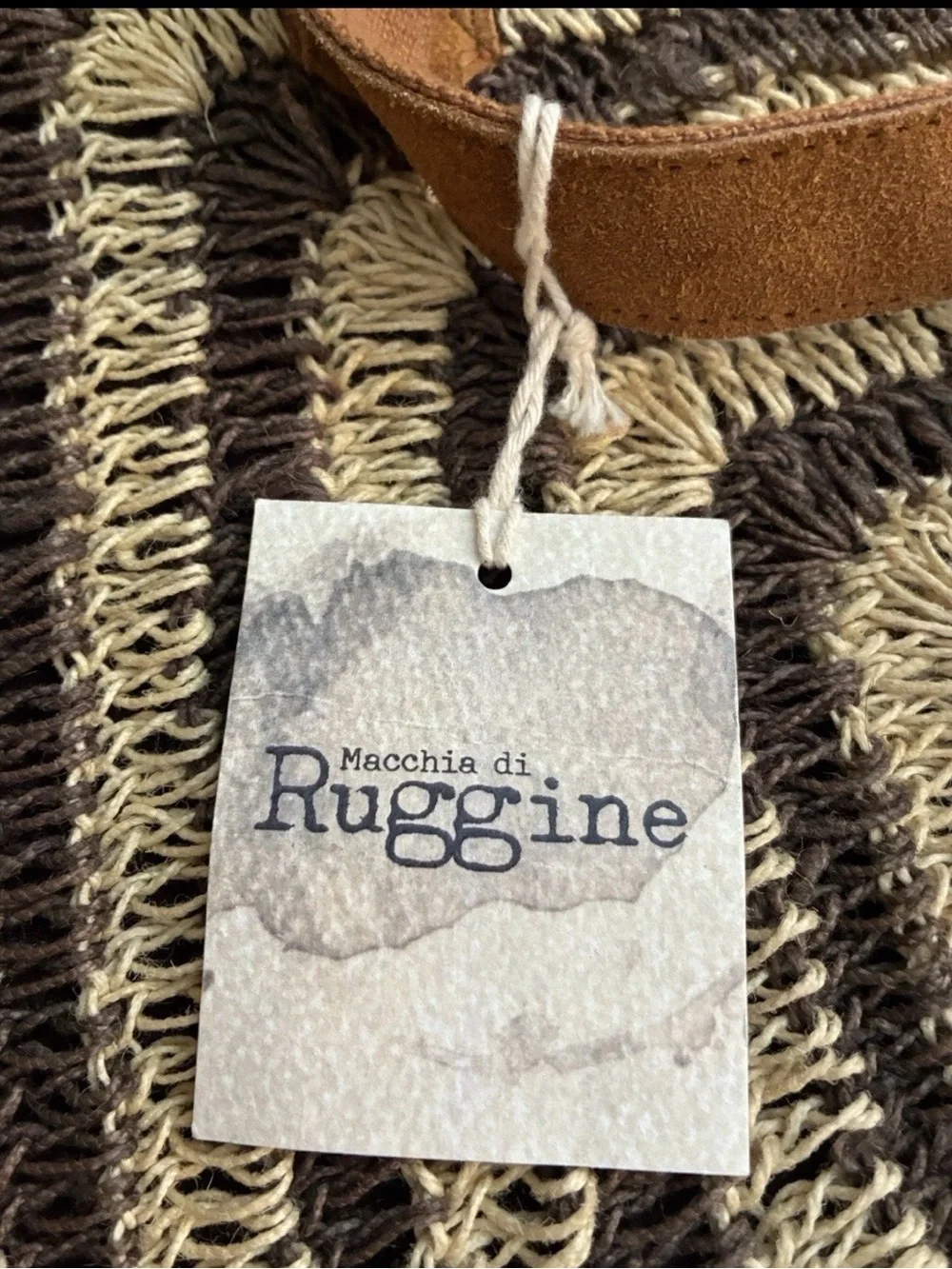 Macchia di Ruggine OVERSIZED SQUARE JUTE TOTE- CHARCOAL NWT! - Picture 13 of 13